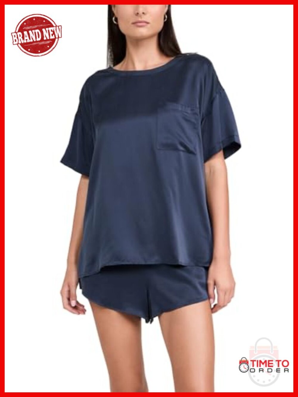 Washable Mulberry Silk Tee & Shorts Set Oversized High Waisted Sleepwear